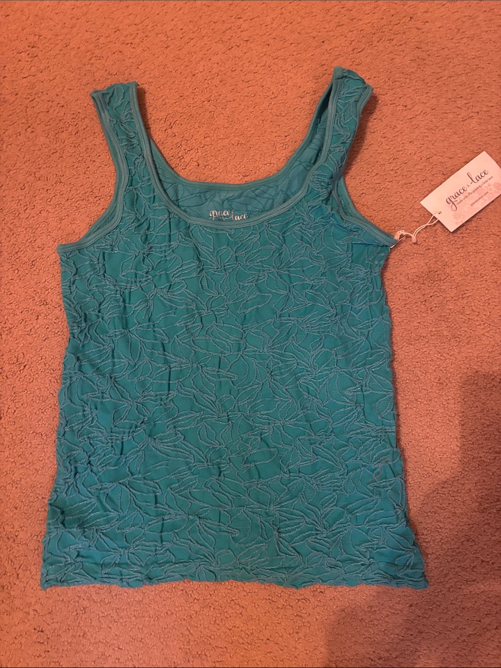 Grace & Lace Teal Floral Lace Overlay Camisole